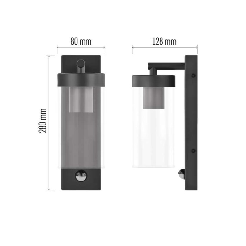 LED aiavalgusti, PIR ZALA, 12,8 × 8 × 28 cm, 1 × E27, 15 W