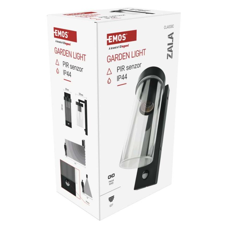 LED aiavalgusti, PIR ZALA, 12,8 × 8 × 28 cm, 1 × E27, 15 W