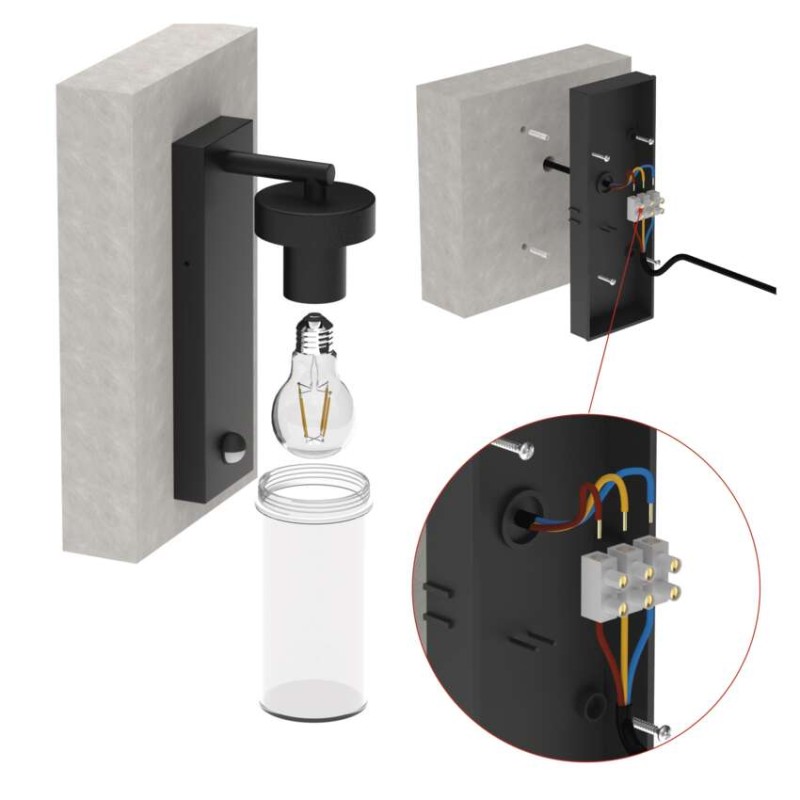 LED aiavalgusti, PIR ZALA, 12,8 × 8 × 28 cm, 1 × E27, 15 W