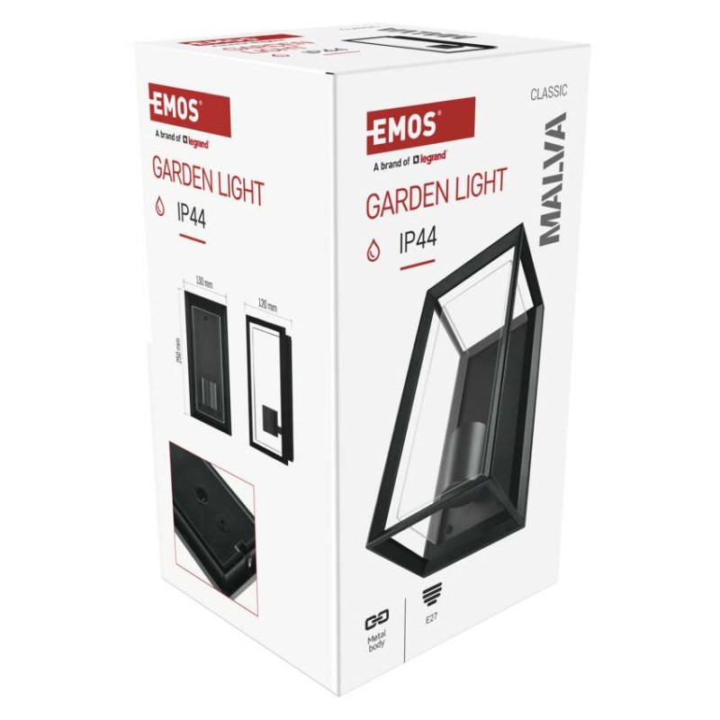 Zahradní nástěnné svítidlo MALVA, 13 x 12 x 25 cm, 1 x E27, 15 W