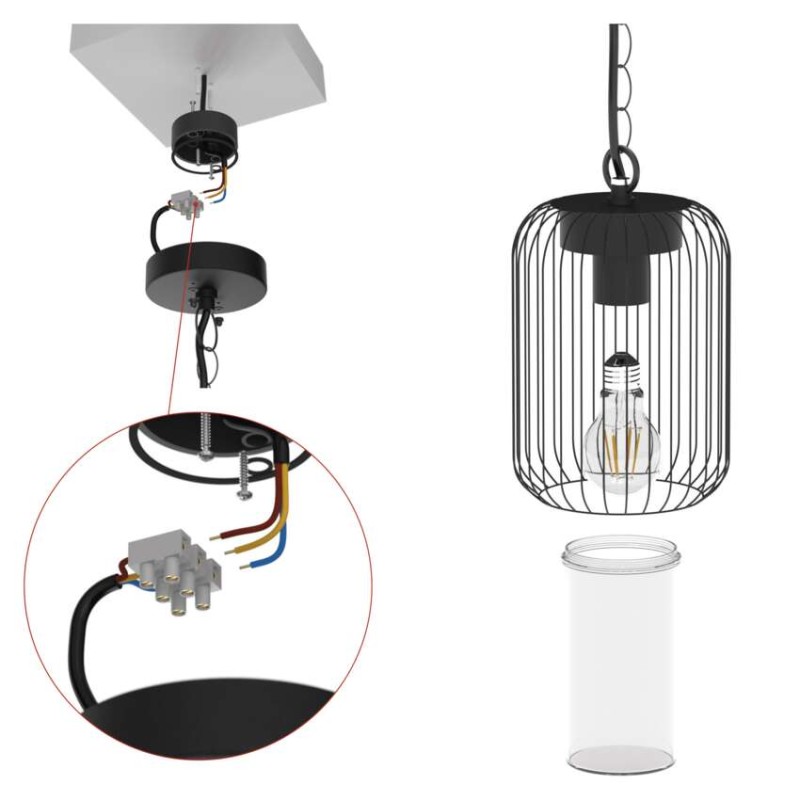 Zahradné závesné svietidlo SALVIA, 16 x 16 x 76 cm, 1 x E27, 15 W