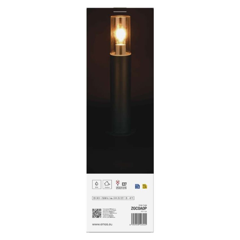 LED dārza gaismeklis kolonna ZALA, 14 × 14 × 50 cm, 1 × E27, 15 W
