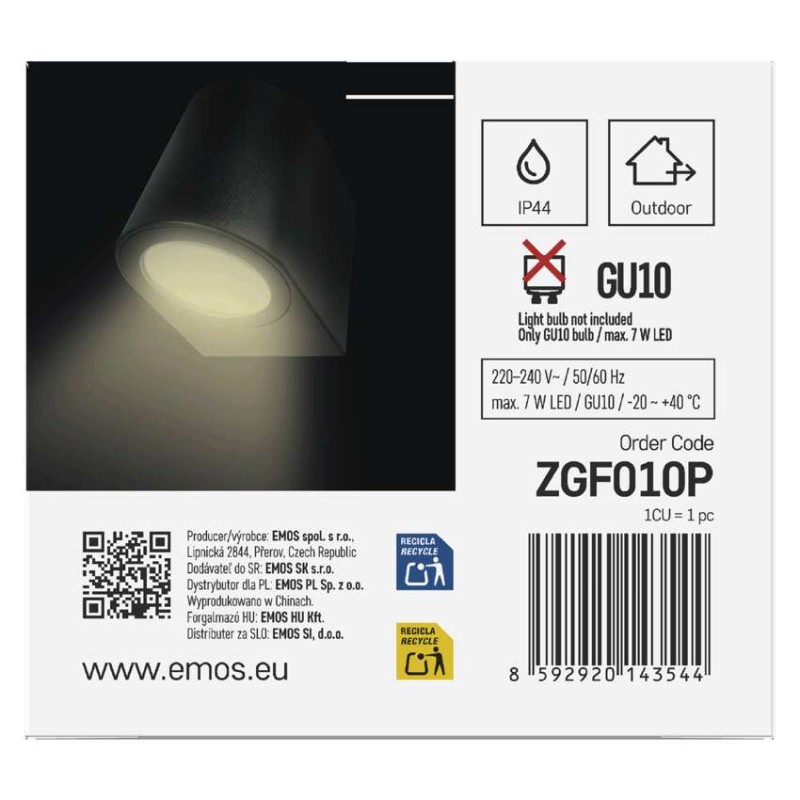 Záhradné nástenné svietidlo OCULUS, 8,8 x 6,7 x 8 cm, 1 x GU10, 1× 7W