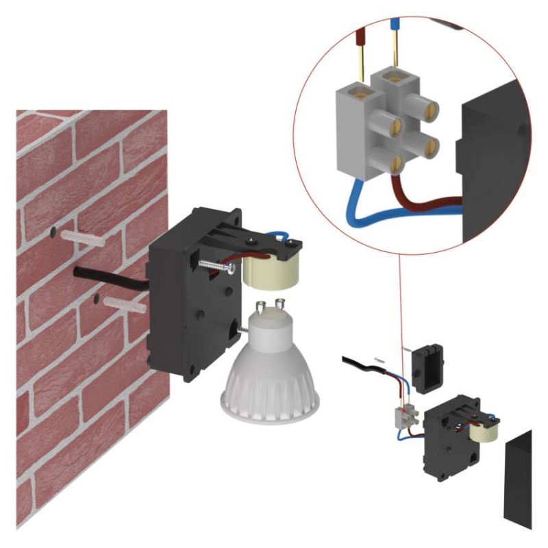 Záhradné nástenné svietidlo OCULUS, 8,8 x 6,7 x 8 cm, 1 x GU10, 1× 7W