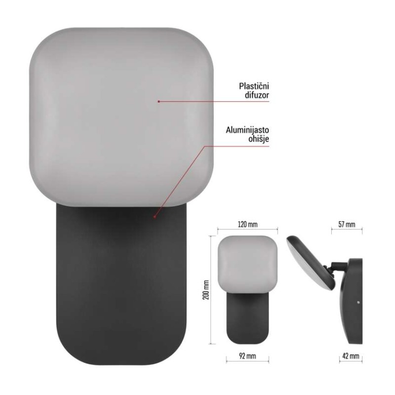 Vrtna LED stenska svetilka NIKA, 12 x 12 x 20 cm, 12,5 W, toplo bela