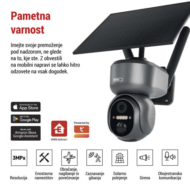 GoSmart Zunanja vrtljiva kamera IP-6000 OWL, z 4G/LTE, siva