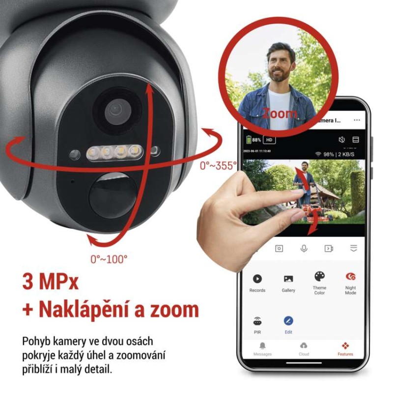 GoSmart venkovní otočná kamera IP-6000 OWL s 4G/LTE, šedá