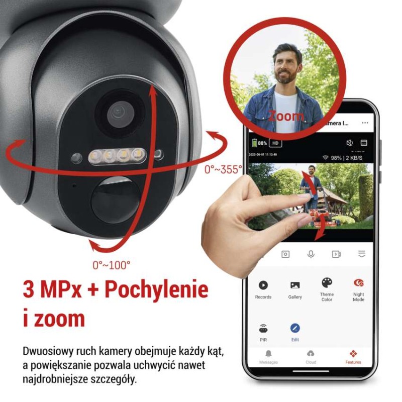 GoSmart Kamera zewnętrzna obrotowa IP-6000 OWL z 4G/LTE, szary
