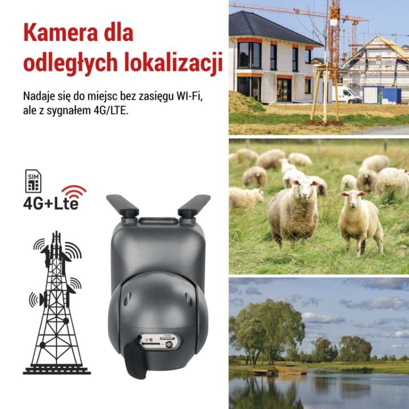 GoSmart Kamera zewnętrzna obrotowa IP-6000 OWL z 4G/LTE, szary