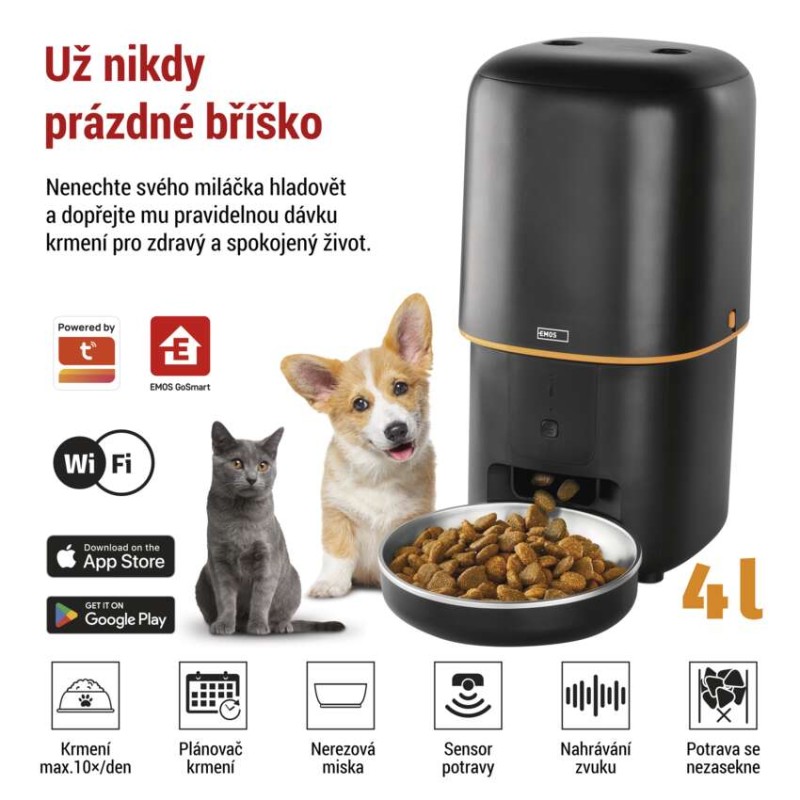 GoSmart dávkovač krmiva Pet Care, 4 l, černý, Wi-Fi