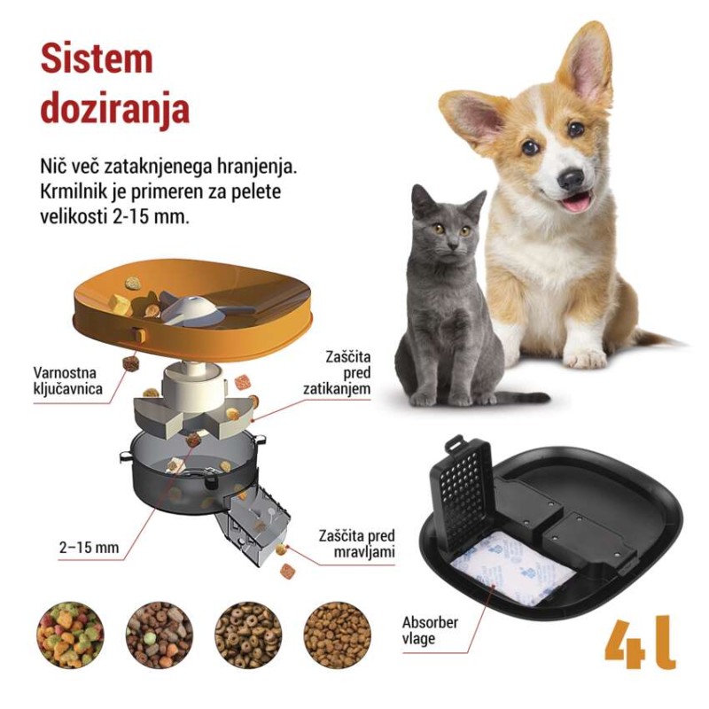 GoSmart dozirnik hrane za hišne živali Pet Care 4 l, črn, Wi-Fi