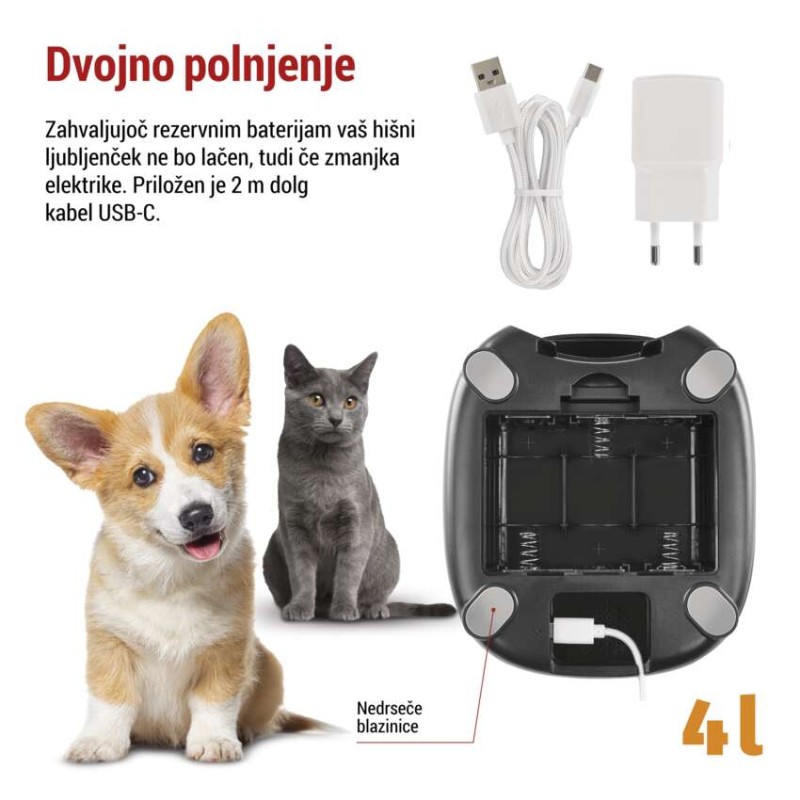 GoSmart dozirnik hrane za hišne živali Pet Care 4 l, črn, Wi-Fi