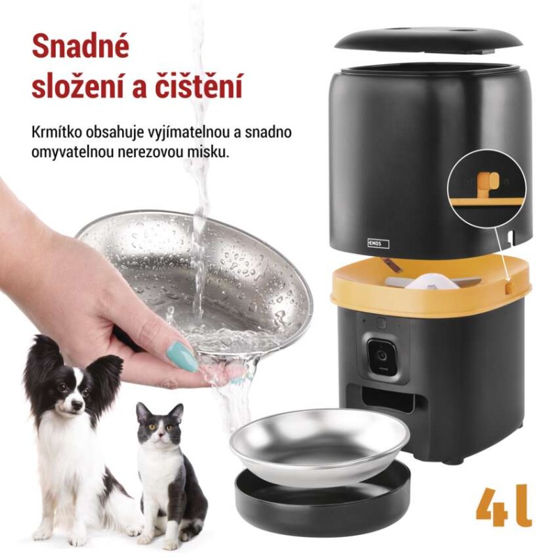 GoSmart dávkovač krmiva Pet Care s kamerou, 4 l, černý, Wi-Fi