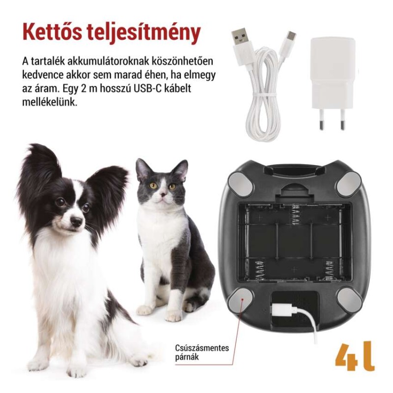 GoSmart állateledel adagoló kamerával Pet Care, 4 l, fekete, Wi-Fi