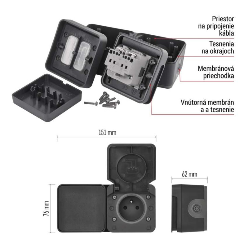 EMOS Cyklone komb. zás+prep. Č.6 nástenný IP55