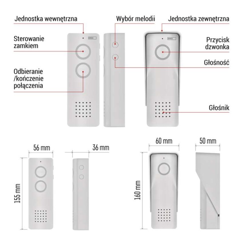 Bezprzewodowy zestaw domofonu audio H1087, 1 uczestnik