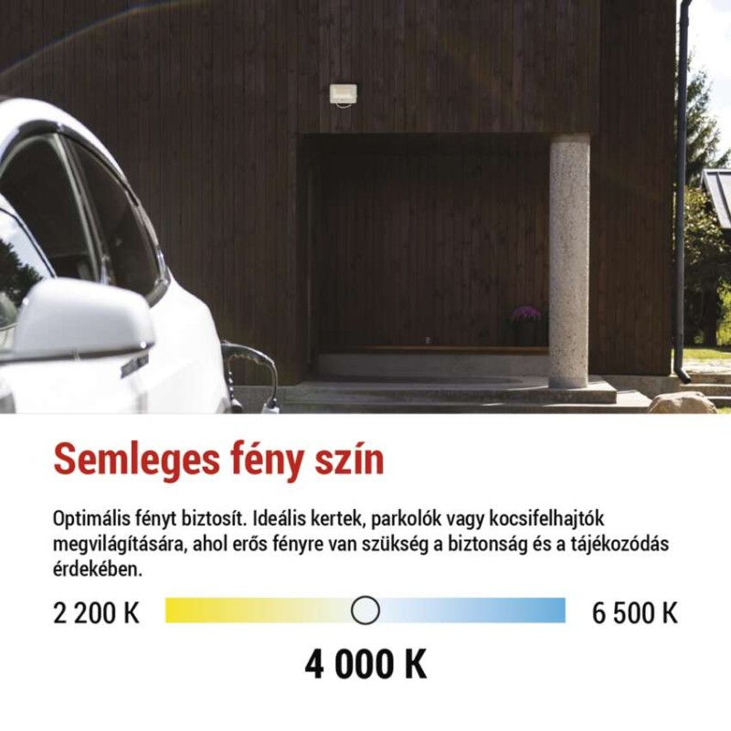 LED reflektor GLARO 30W, fehér, IP65, 3000 lm, természetes fehér