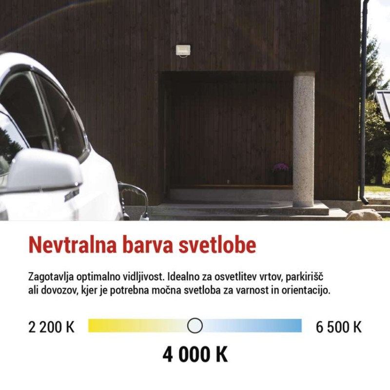 LED reflektor GLARO 30W, bel, IP65, 3000 lm, nevtralna bela