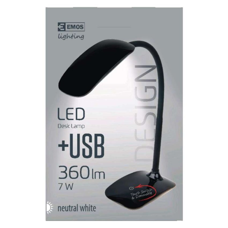 Lampa biurkowa LED MA66-D czarna, port USB