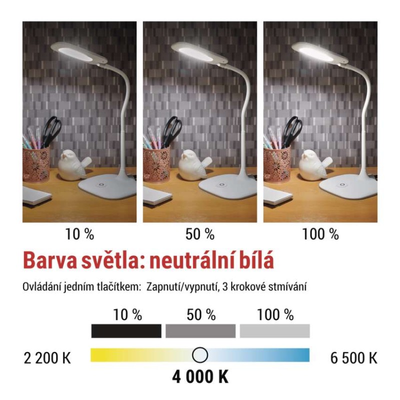 LED stolní lampa STELLA, bílá