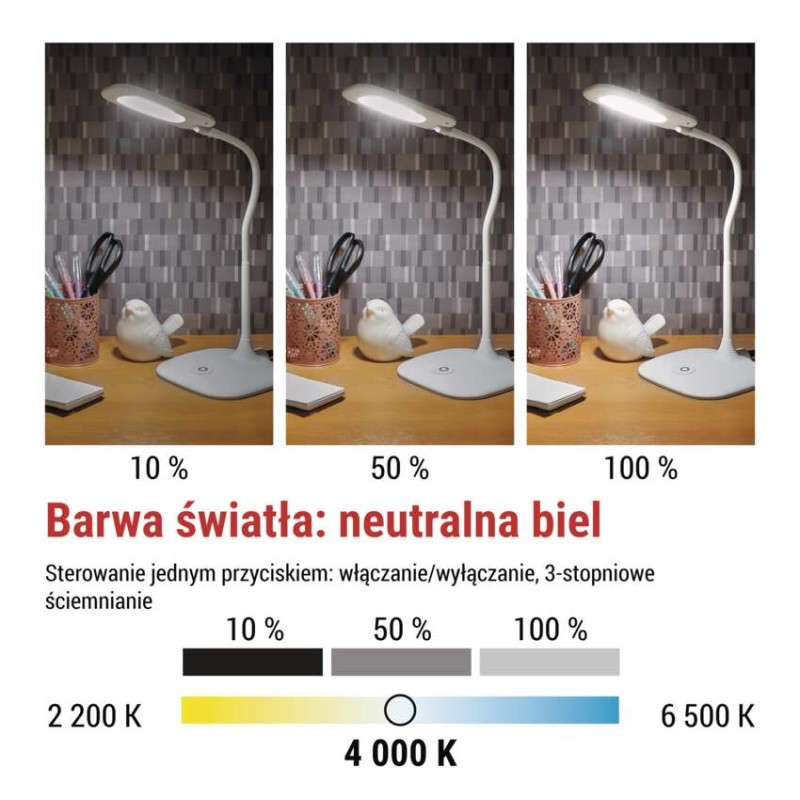 Lampa biurkowa LED STELLA biała