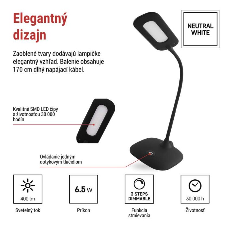 LED stolná lampa STELLA, čierna