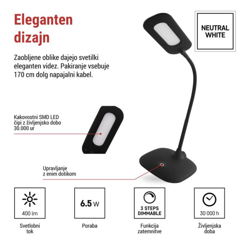 Namizna LED svetilka STELLA črna