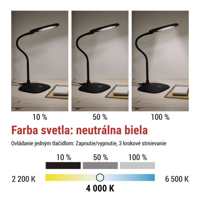 LED stolná lampa STELLA, čierna