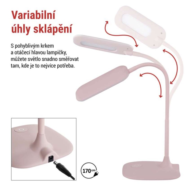 LED stolní lampa STELLA, růžová