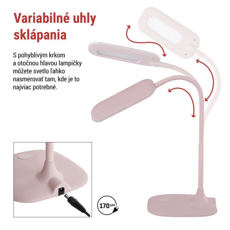 LED stolná lampa STELLA, ružová