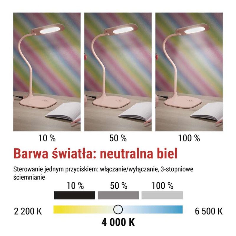 Lampa biurkowa LED STELLA różowa