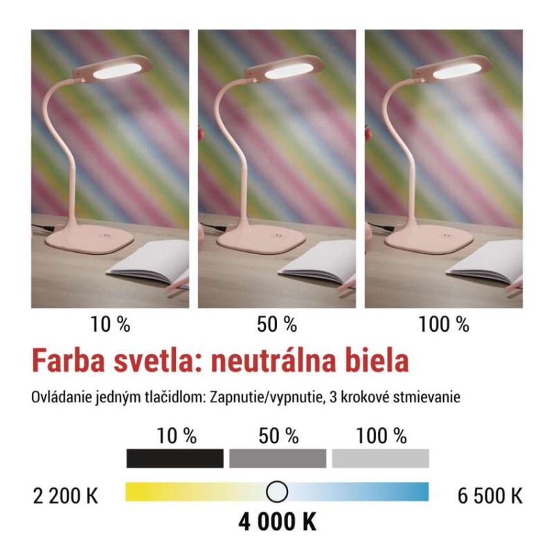 LED stolná lampa STELLA, ružová