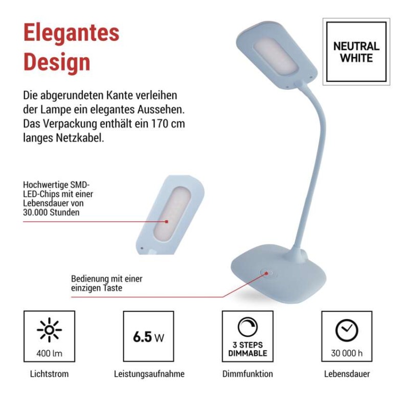 LED Schreibtischlampe STELLA, blau
