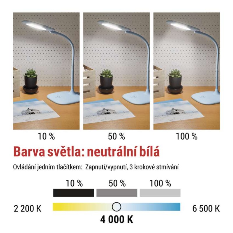 LED stolní lampa STELLA, modrá
