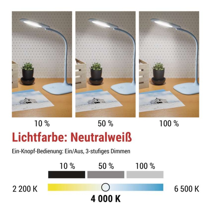 LED Schreibtischlampe STELLA, blau