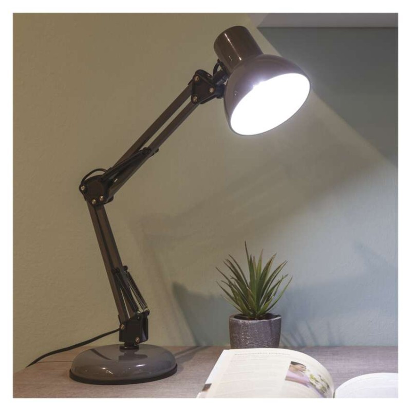 Lampa biurkowa E27 LUCAS 48 cm ciemno szary