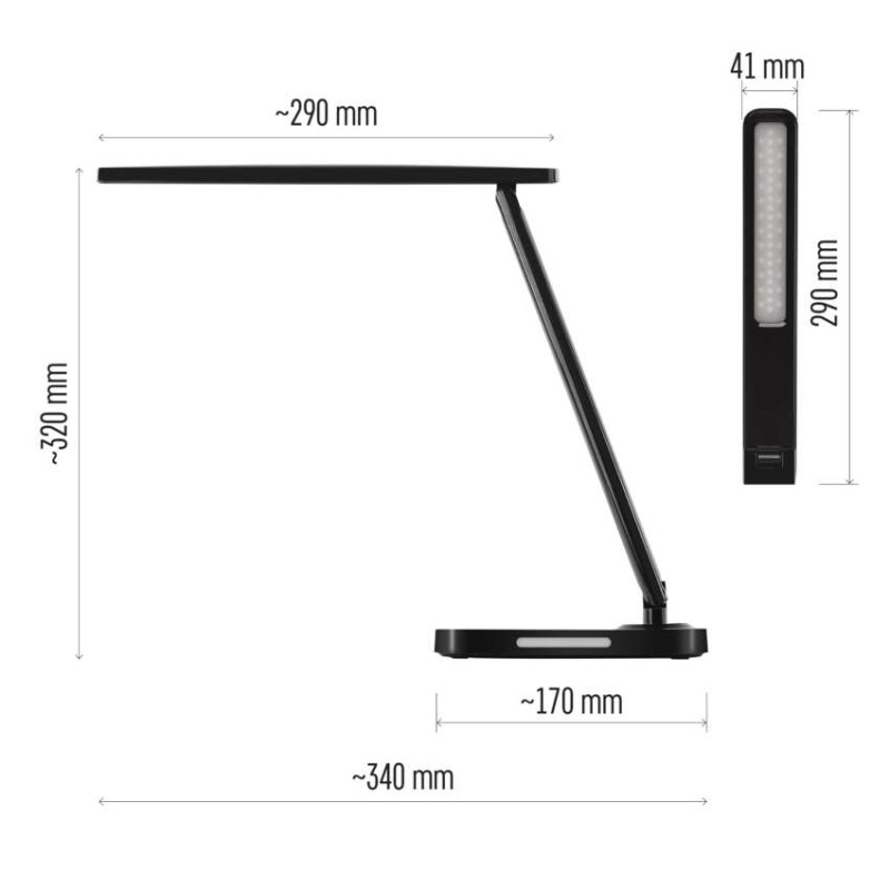 LED stolná lampa CARSON, čierna