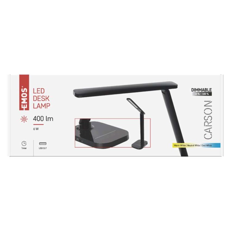 LED stolná lampa CARSON, čierna