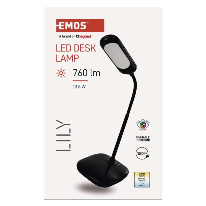LED galda lampa LILY, melna