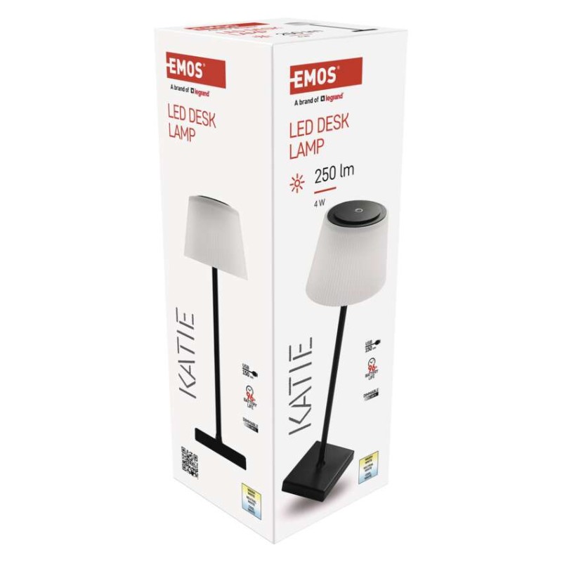 LED galda lampa KATIE, uzlādējama, melna
