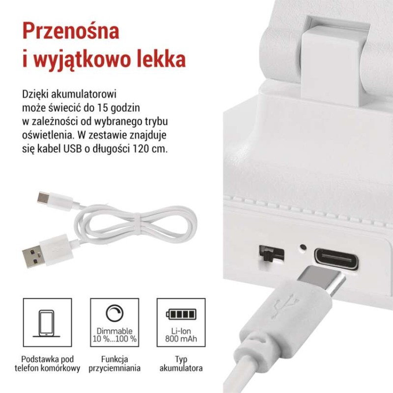 Lampa biurkowa LED AMY, ładowalna