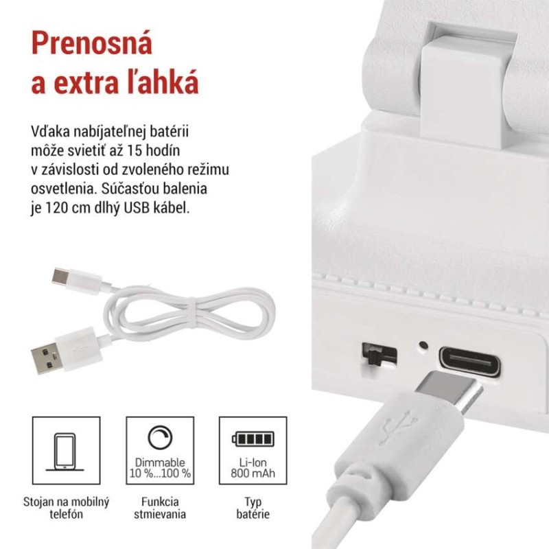 LED stolná lampa AMY, dobíjacia