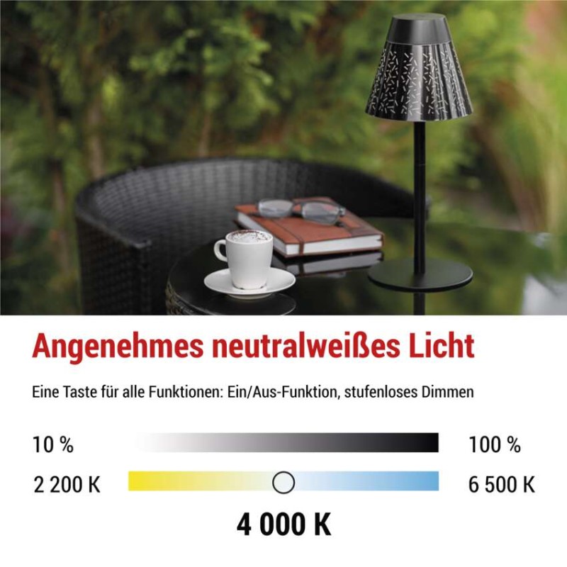 LED Schreibtischlampe GRACE, wiederaufladbar