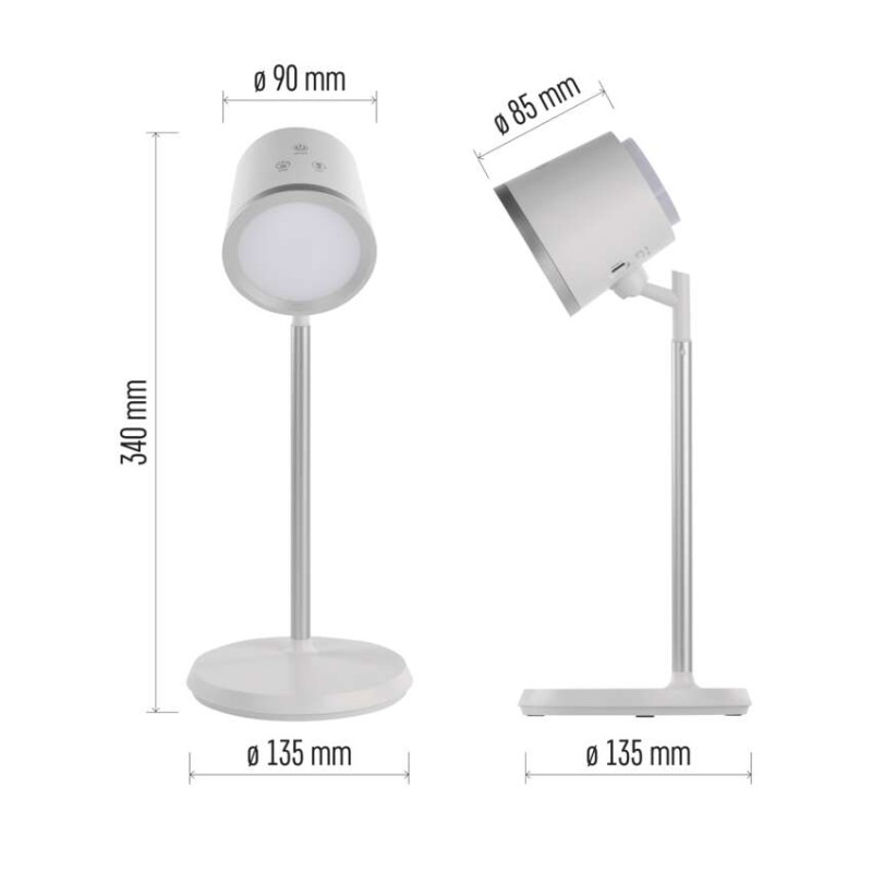 Lampa biurkowa LED ABBIE, ładowalna, biała