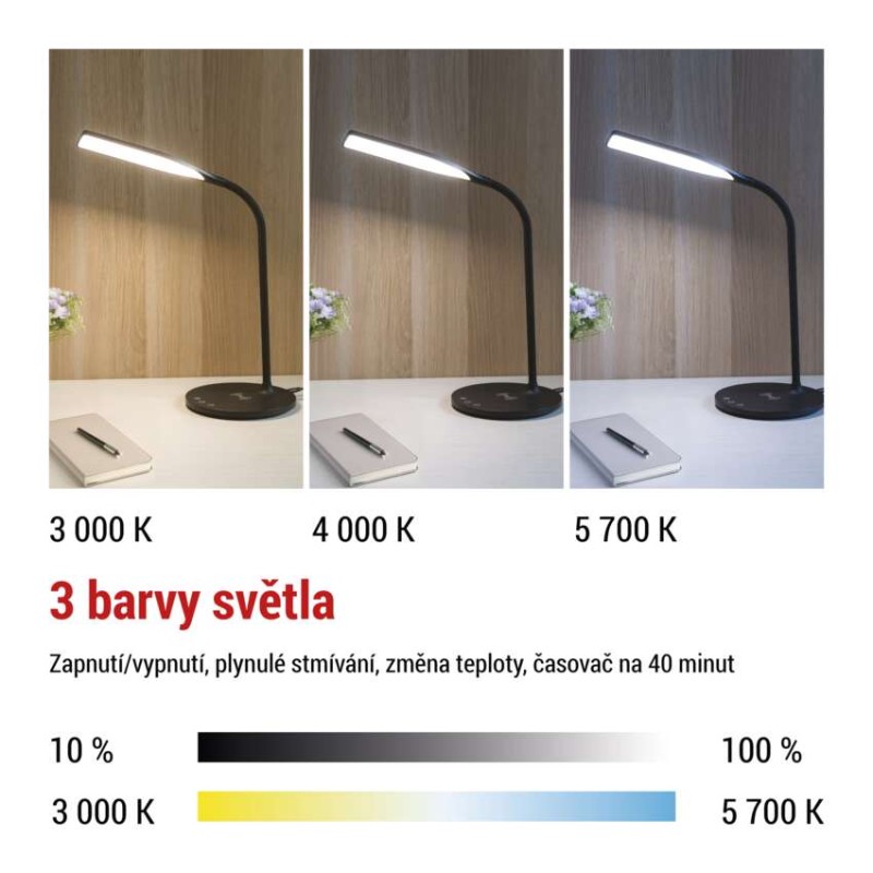 LED stolní lampa OSCAR, černá