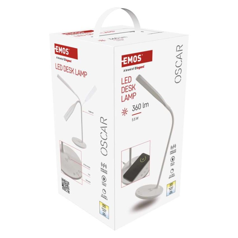 LED stolná lampa OSCAR, biela