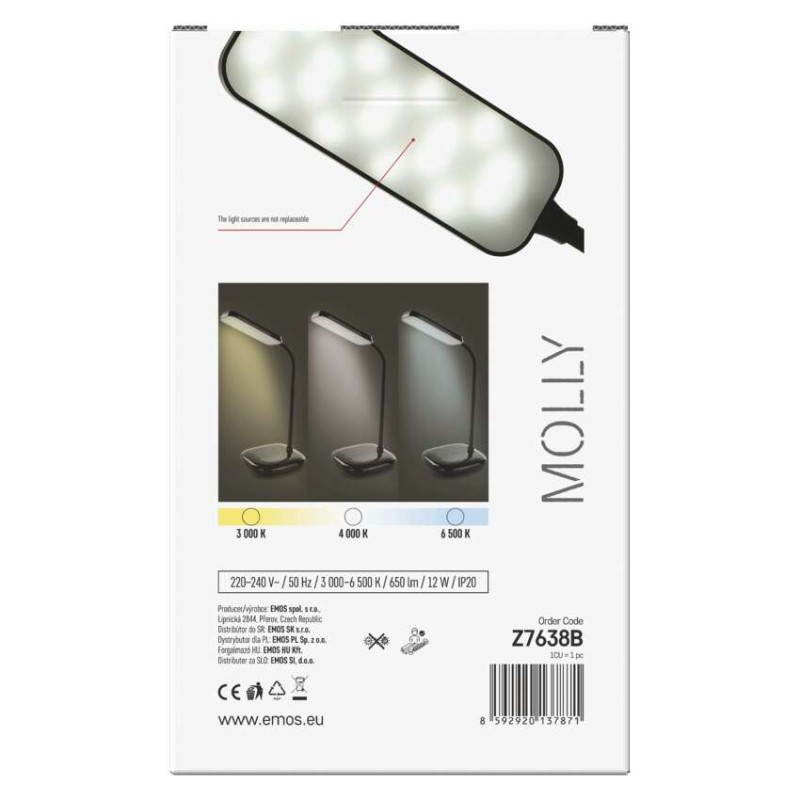 LED stolná lampa MOLLY, čierna