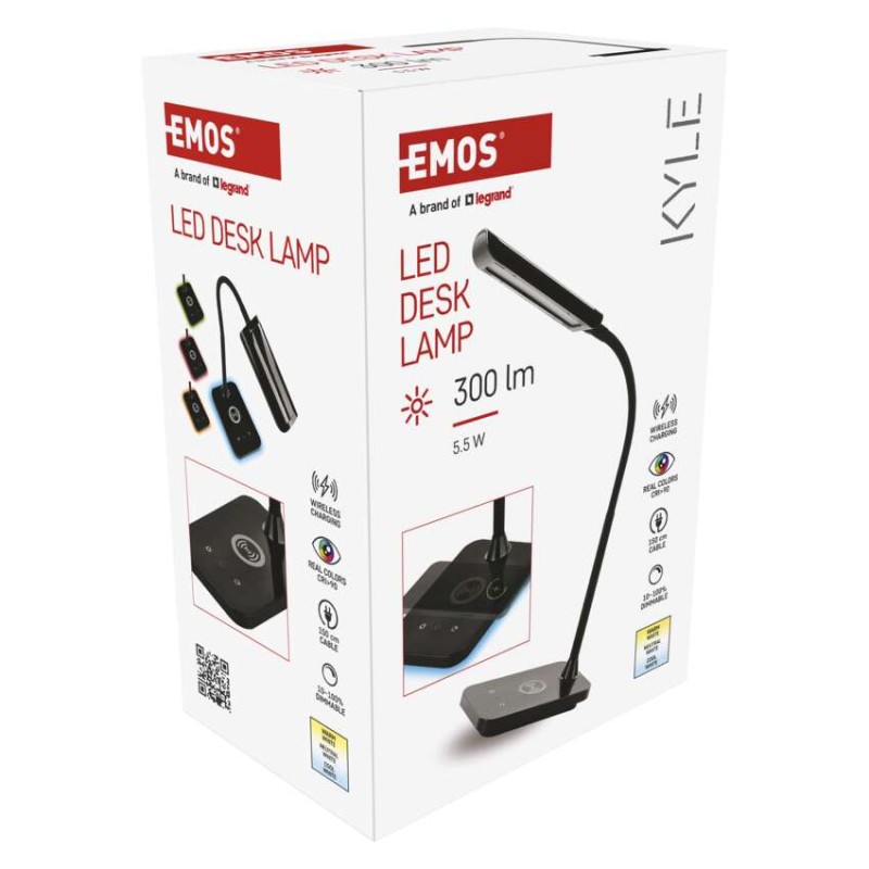 LED stolná lampa KYLE, čierna