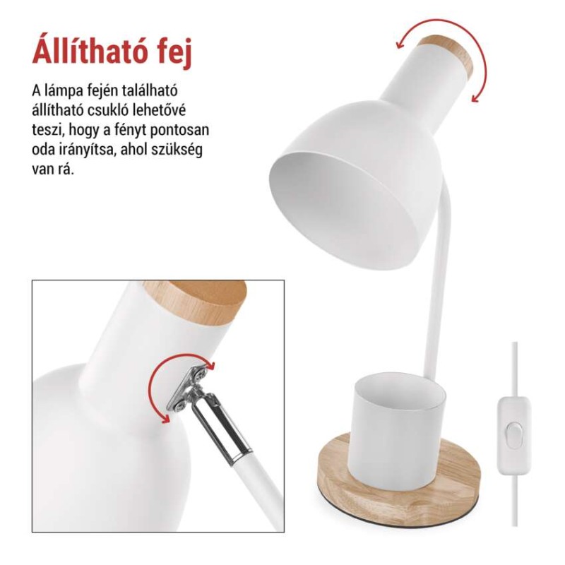 EMOS Poppy asztali lámpa E27 IP20, fehér