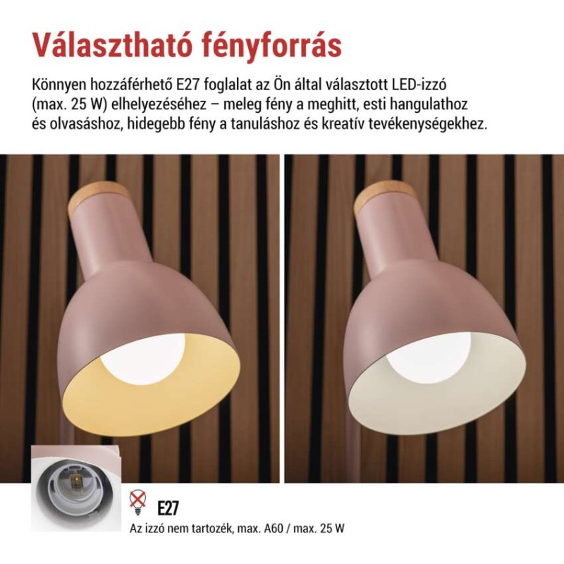 EMOS Poppy asztali lámpa E27 IP20, pink